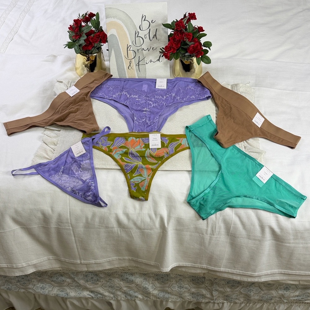 Six Auden Women's Panties Set - Purple, Brown, Green